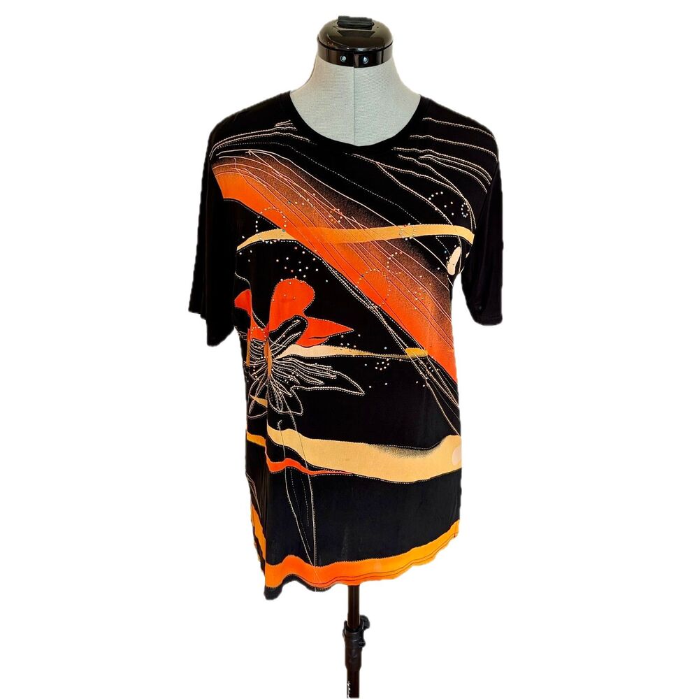 VTG Y2K Cyber Graphic Tee, Double Sided, Micro Studs, Made in Korea, Unisex, S/M